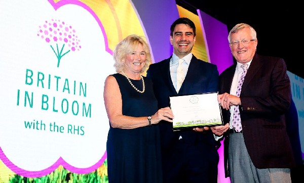 Receiving award at Britain in Bloom